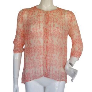 CABI Blouse, S, Semi-sheer, 3/4 sleeves, Button Front